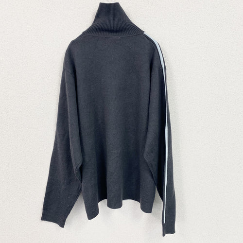 adidas　アディダス　アクリル混コットンニットセーター　ハーフジップ　黒　ブラック　4XLサイズ