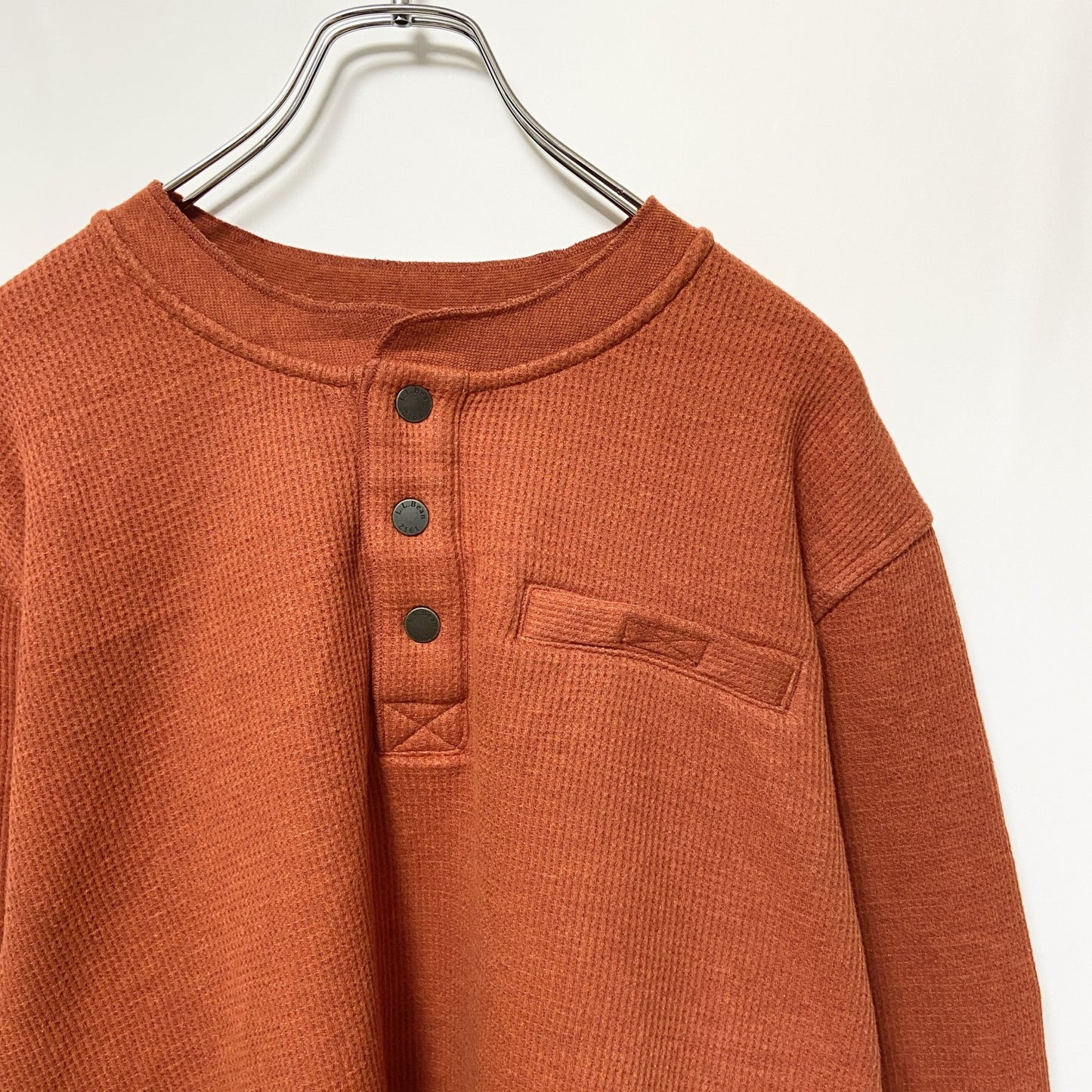 古着 used　L.L.Bean　エルエルビーン　長袖サーマルスウェット　トレーナー　裏地ボアフリース　オレンジ　Lサイズ