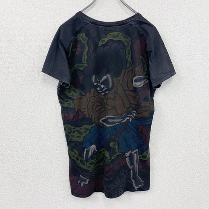 Rockerbox　半袖プリントTシャツ　アニマルT　和柄　黒　ブラック　XSサイズ