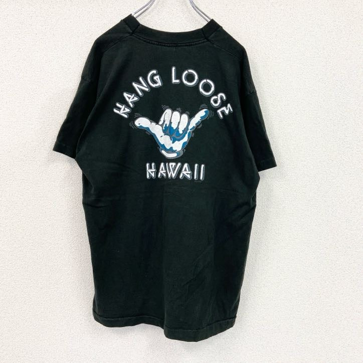 90s　SUPERCRU　ハワイ　半袖プリントTシャツ　ヴィンテージ　シングルステッチ　黒　ブラック　XLサイズ