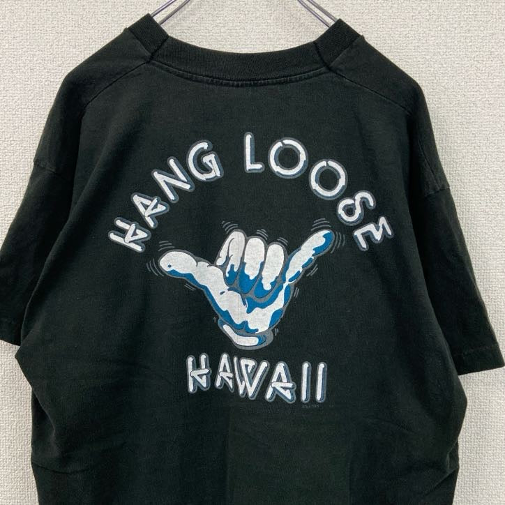 90s　SUPERCRU　ハワイ　半袖プリントTシャツ　ヴィンテージ　シングルステッチ　黒　ブラック　XLサイズ