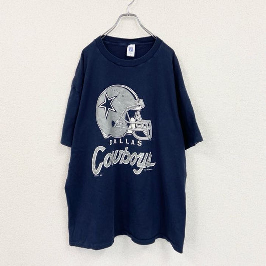 ～90s　LOGO7　NFL　半袖プリントTシャツ　ヴィンテージ　シングルステッチ　紺　ネイビー　2XLサイズ