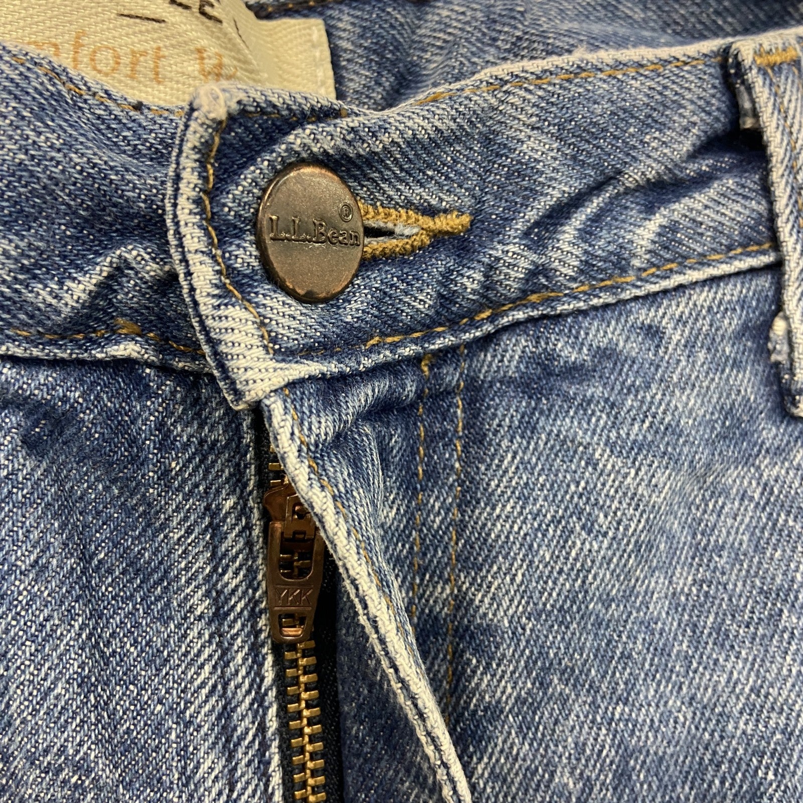～00s　L.L.Bean　エルエルビーン　デニムパンツ/ジーンズ　ジップフライ　革パッチ　ヴィンテージ　インディゴ　W34サイズ