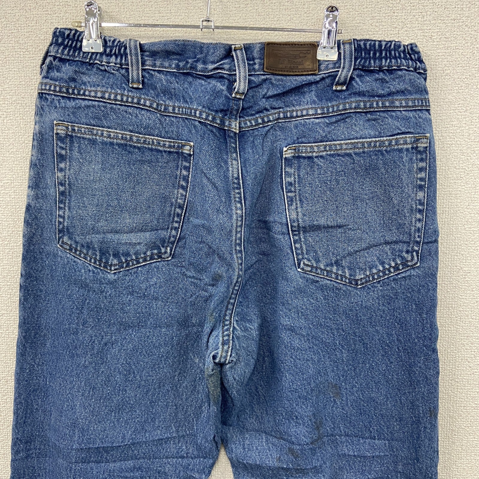 ～00s　L.L.Bean　エルエルビーン　デニムパンツ/ジーンズ　ジップフライ　革パッチ　ヴィンテージ　インディゴ　W34サイズ