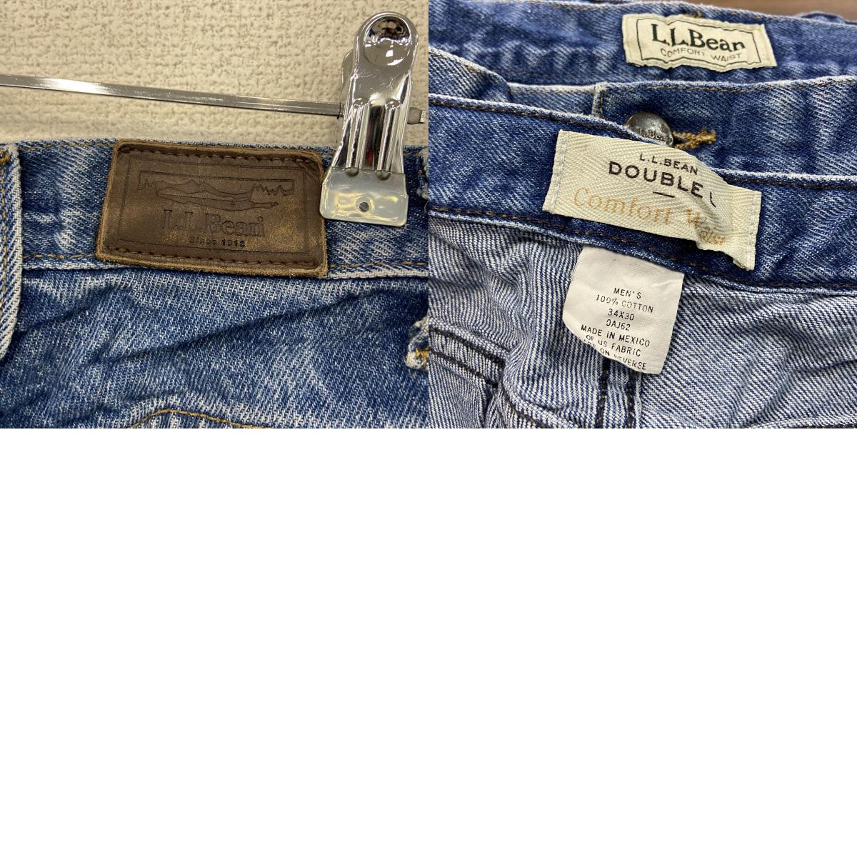 ～00s　L.L.Bean　エルエルビーン　デニムパンツ/ジーンズ　ジップフライ　革パッチ　ヴィンテージ　インディゴ　W34サイズ