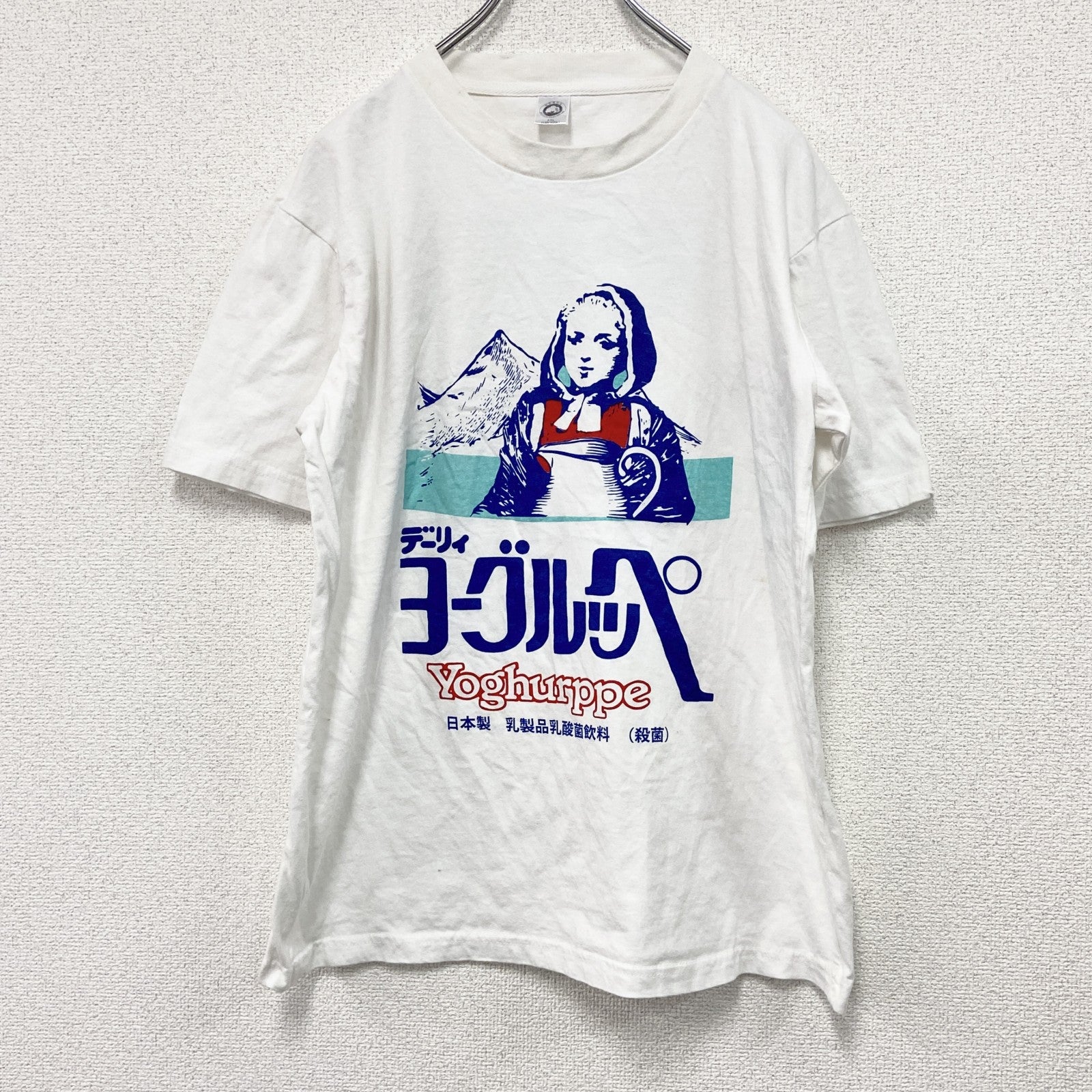 00s～　XUEYA YANG MIAN ZHI ZAO　半袖Tシャツ　ヨーグルッぺ　白　ホワイト　XXLサイズ