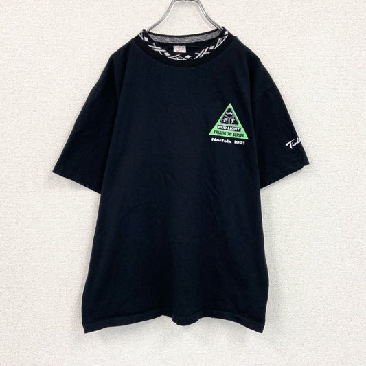 90s　Tinley　半袖プリントTシャツ　Coca-Cola　トライアスロン　シングルステッチ　企業ロゴ　黒　ブラック　XLサイズ