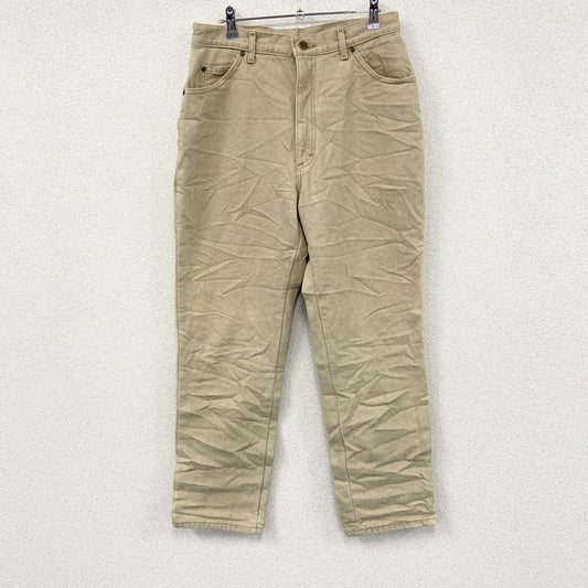 ～90s　L.L.Bean　エルエルビーン　デニムパンツ/ジーンズ　ジップフライ　ネル生地ライナー　革パッチ　ベージュ　14サイズ