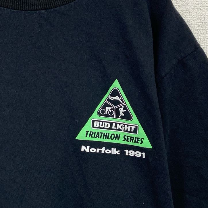 90s　Tinley　半袖プリントTシャツ　Coca-Cola　トライアスロン　シングルステッチ　企業ロゴ　黒　ブラック　XLサイズ