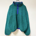 古着 used　80s　L.L.Bean　エルエルビーン　長袖ハーフボタンフリースジャケット　ターコイズブルー　ロゴ刺繡　Ｌサイズ