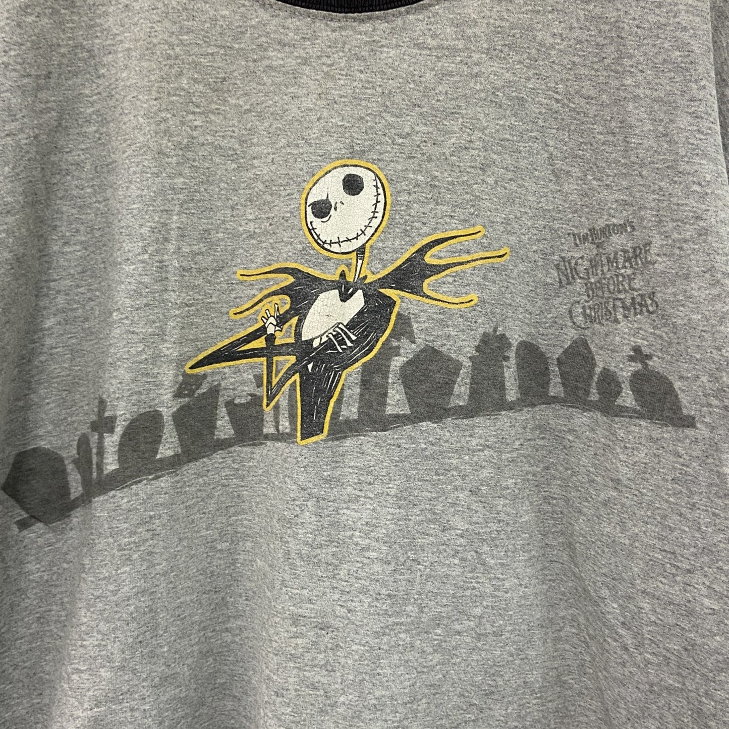 ～00s　THE NIGHTMARE BEFORE CHRISTMAS　半袖リンガーTシャツ　グレー　Lサイズ