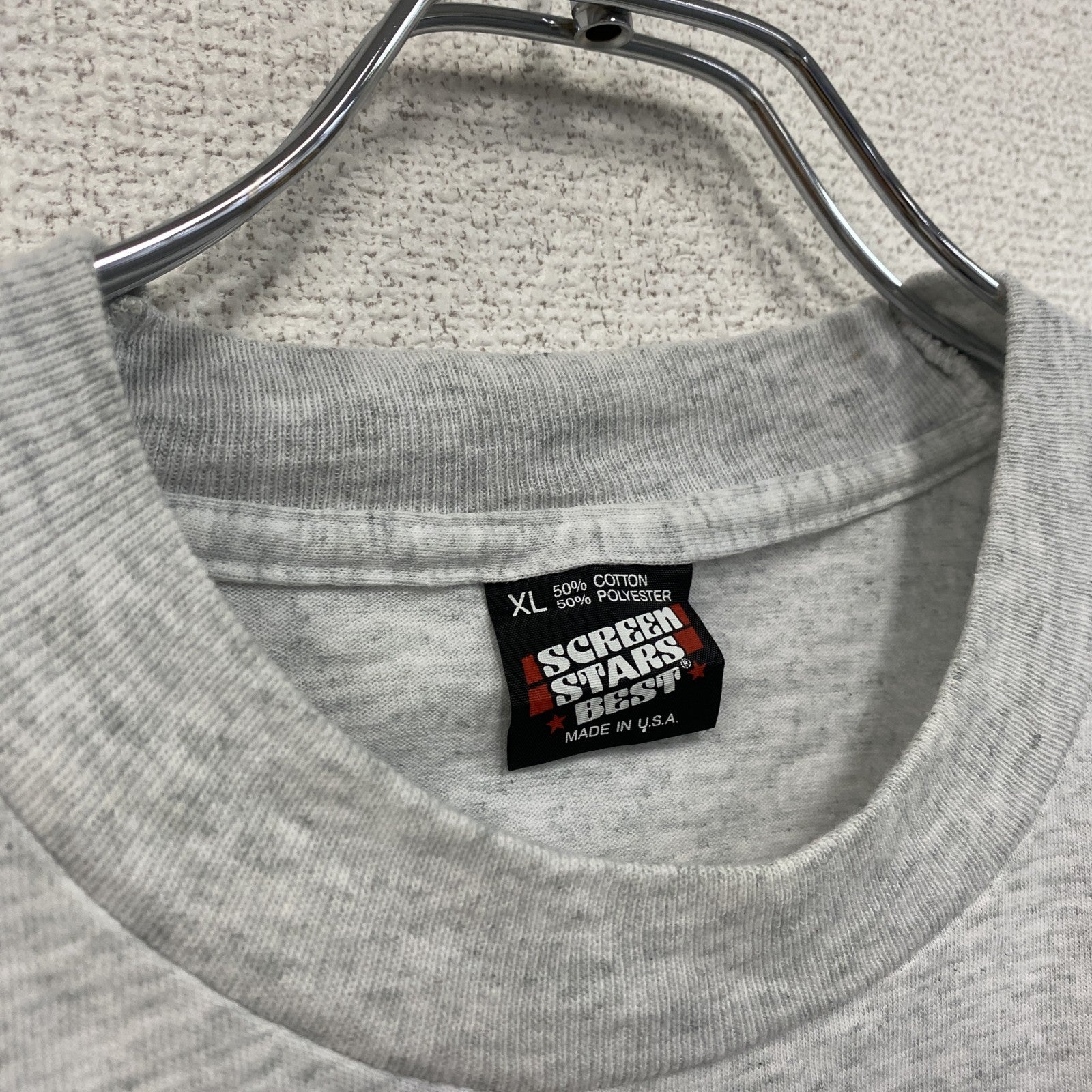 80s　SCREEN STARS　半袖プリントTシャツ　ヴィンテージ　シングルステッチ　グレー　XLサイズ