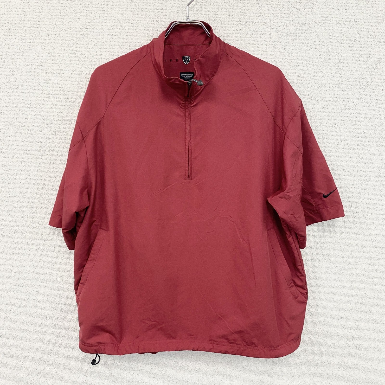 NIKE GOLF　ナイキゴルフ　ハーフジップ半袖Tシャツ　無地　赤　レッド　Lサイズ