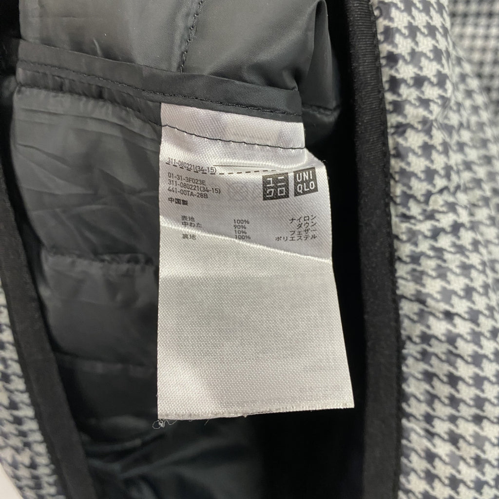 UNIQLO　ユニクロ　ウルトラライトダウンジャケット　ダウン90%　千鳥格子　黒　ブラック　Lサイズ