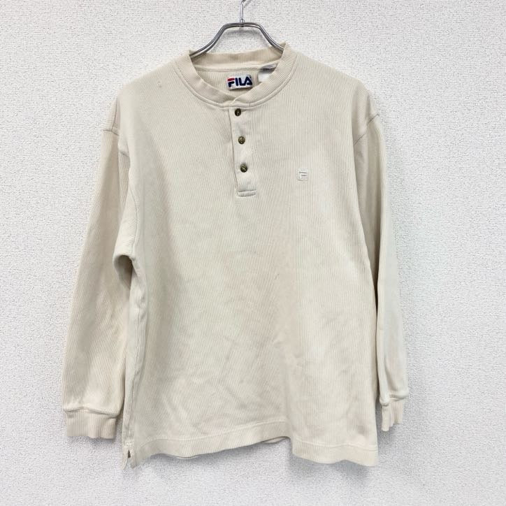 FILA　フィラ　コットンニットセーター　ヘンリーネック　ボタン付き　アイボリー　XLサイズ