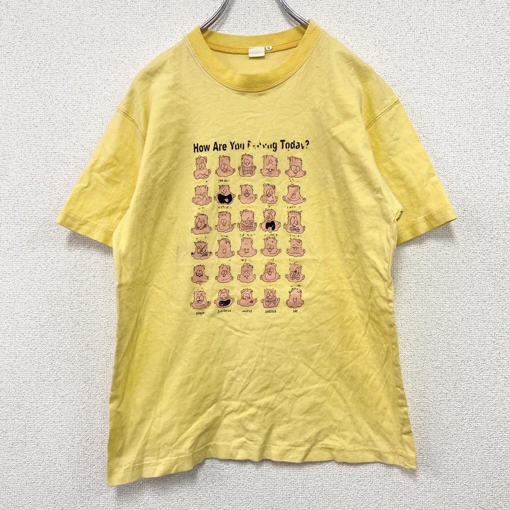 90s～　半袖リンガーTシャツ　Feeling　フェイス　ヴィンテージ　黄色　イエロー　XLサイズ