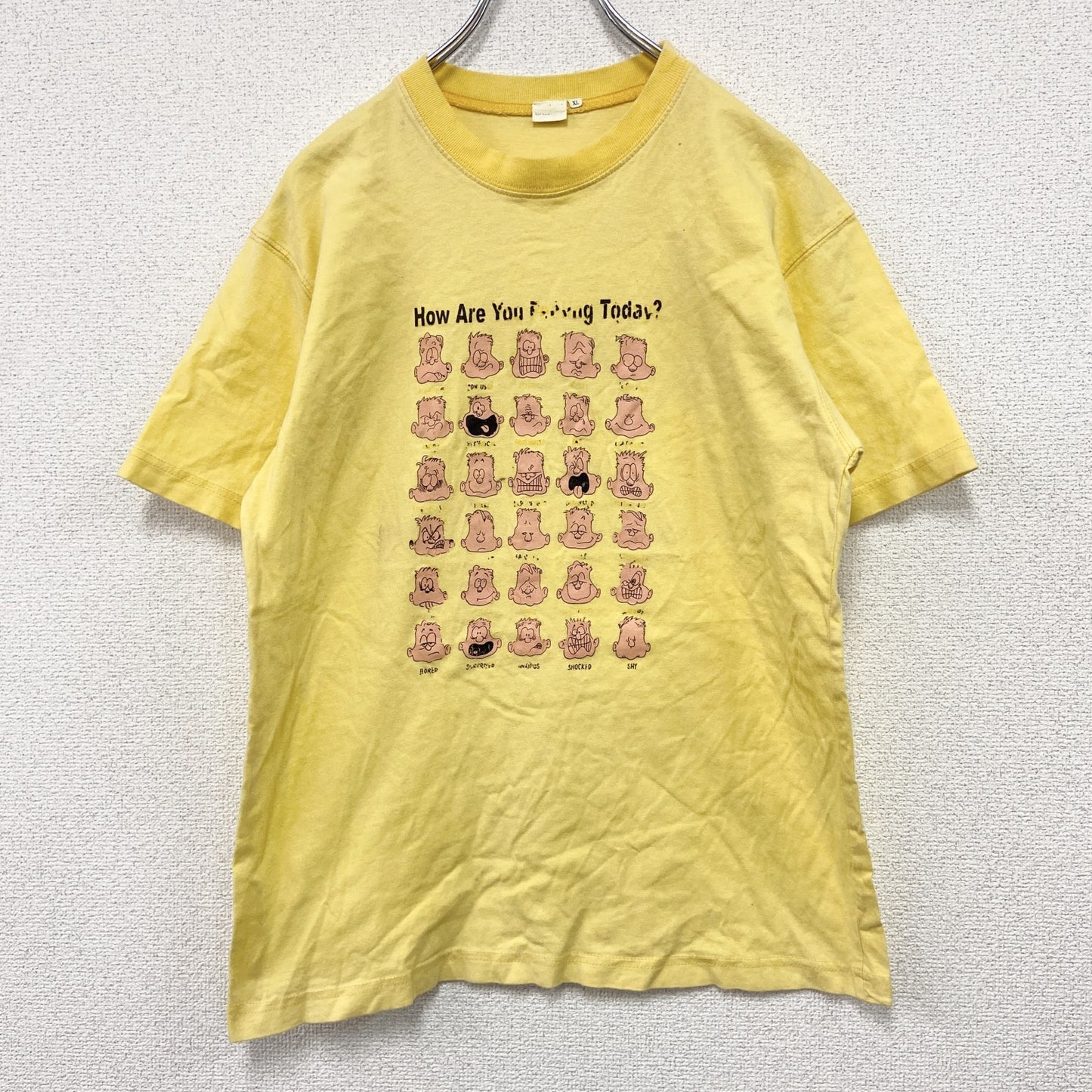 90s～　半袖リンガーTシャツ　Feeling　フェイス　ヴィンテージ　黄色　イエロー　XLサイズ