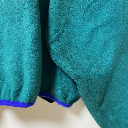 古着 used　80s　L.L.Bean　エルエルビーン　長袖ハーフボタンフリースジャケット　ターコイズブルー　ロゴ刺繡　Ｌサイズ