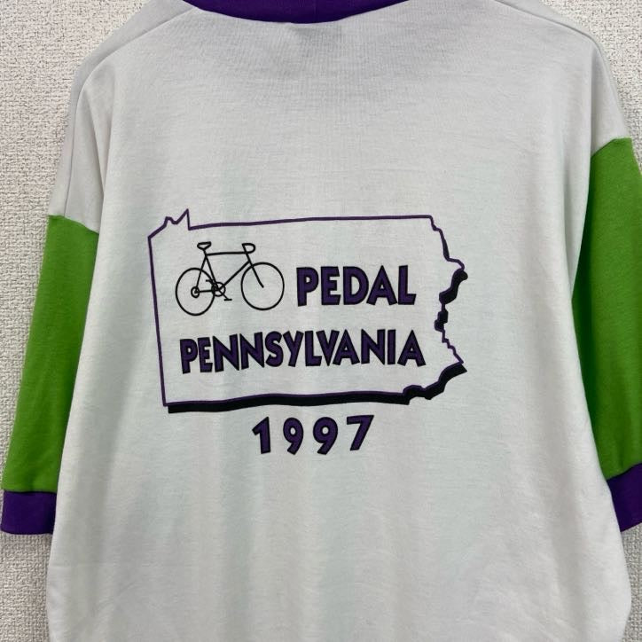 80s～　GOOD STUFF SPORTSWER　半袖プリントTシャツ　ヴィンテージ　白　ホワイト　XLサイズ