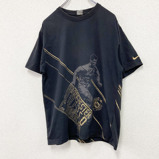 00s　NIKE　ナイキ　Manchester United FC　半袖プリントTシャツ　黒　ブラック　Lサイズ