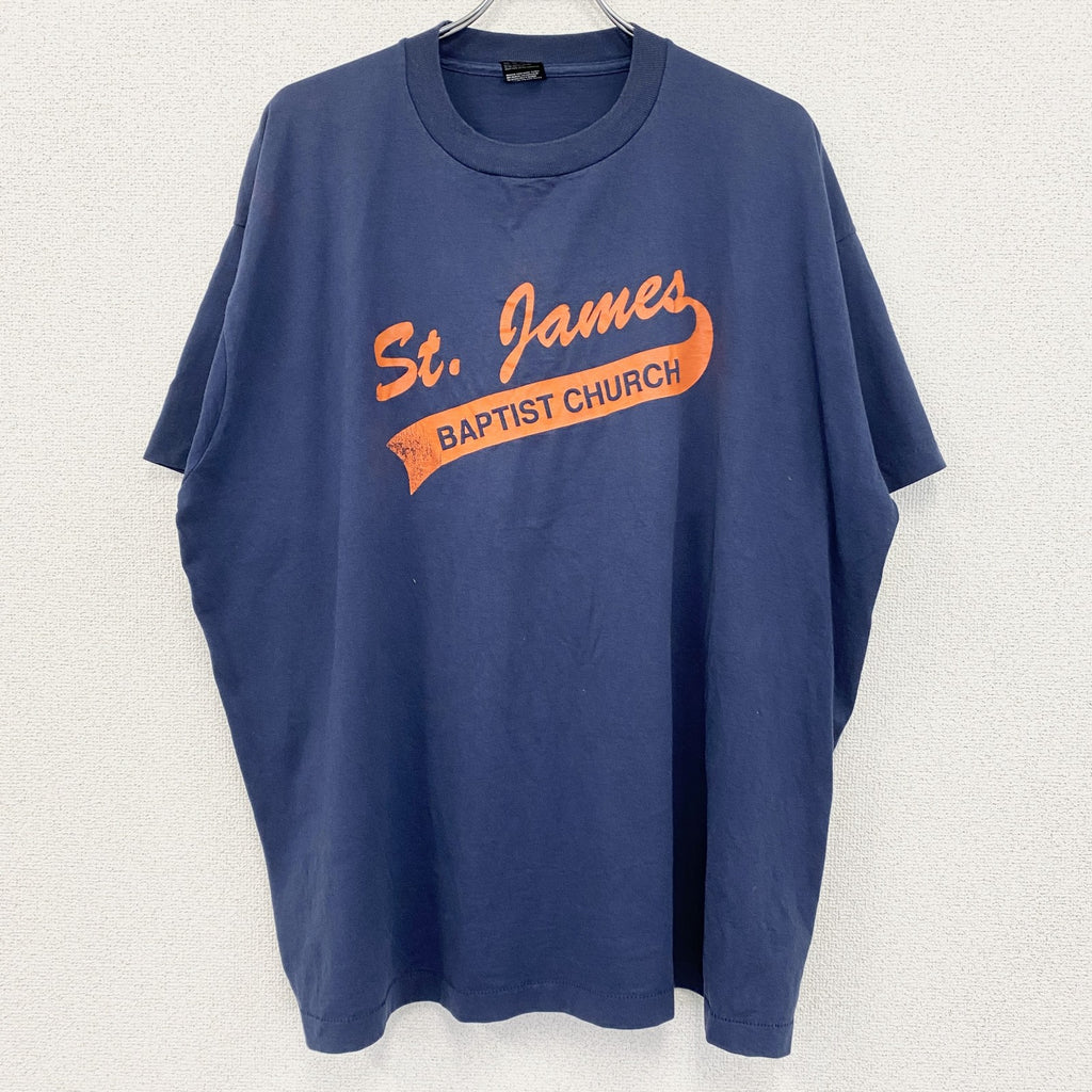 80s～　FURUIT OF LOOM　フルーツオブザルーム　半袖プリントTシャツ　紺　ネイビー　XXXLサイズ