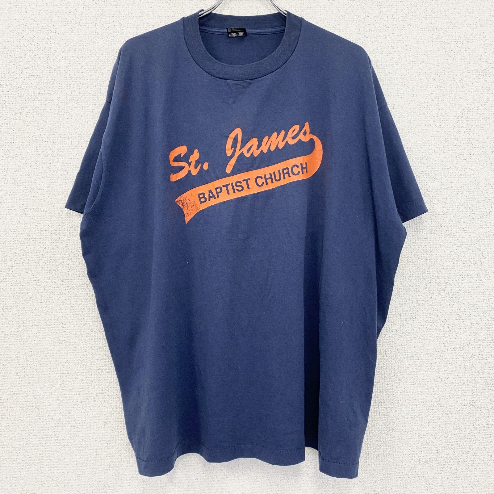 80s～　FURUIT OF LOOM　フルーツオブザルーム　半袖プリントTシャツ　紺　ネイビー　XXXLサイズ