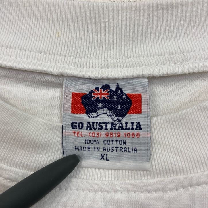 90s　GO AUSTRALIA　半袖プリントTシャツ　ヴィンテージ　シングルステッチ　白　ホワイト　XLサイズ