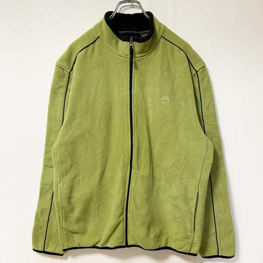 古着 used　Timberland ティンバーランド　イエローグリーン　長袖フルジップフリースジャケット　ロゴ刺　Ｌサイズ