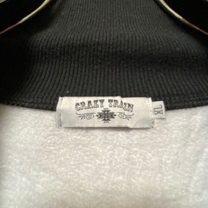 古着 used　CRAZY TRAIN　長袖ハーフジップスウェット　ブラック　レトロ　メンズ　オーバーサイズ XLサイズ