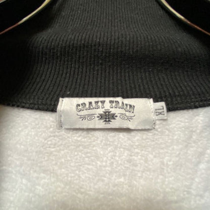 古着 used　CRAZY TRAIN　長袖ハーフジップスウェット　ブラック　レトロ　メンズ　オーバーサイズ XLサイズ