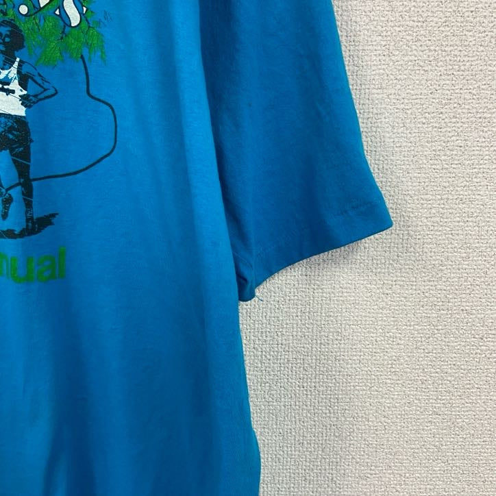 90s　半袖プリントTシャツ　ヴィンテージ　シングルステッチ　青　ブルー　