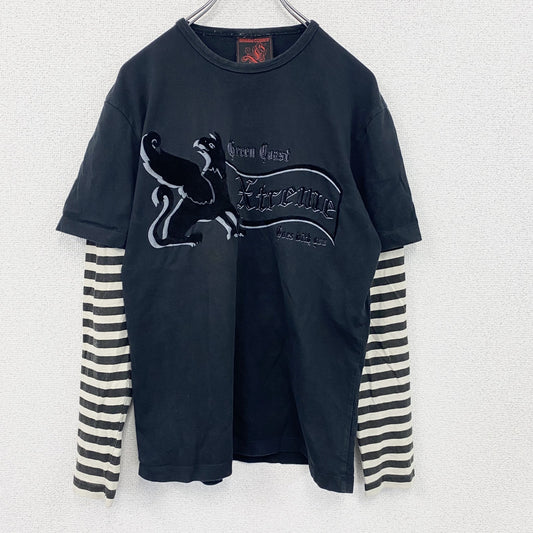 GREEN Coast　長袖Tシャツ/ロンT　ボーダー　黒　ブラック　Mサイズ
