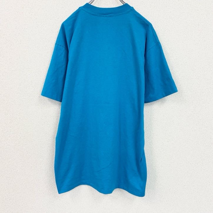90s　半袖プリントTシャツ　ヴィンテージ　シングルステッチ　青　ブルー　