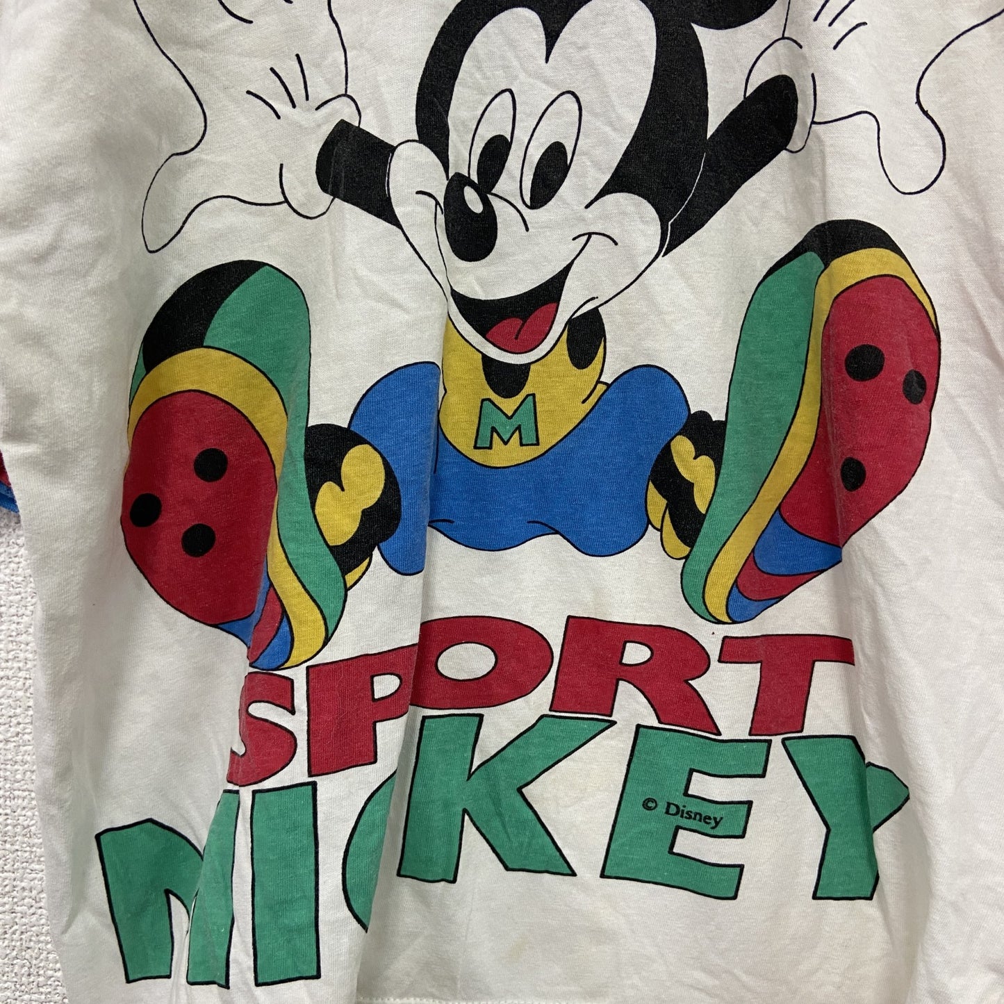 ～90s　young canda　Mickey　ミッキー　Disney　ディズニー　半袖リンガーTシャツ　白　ホワイト