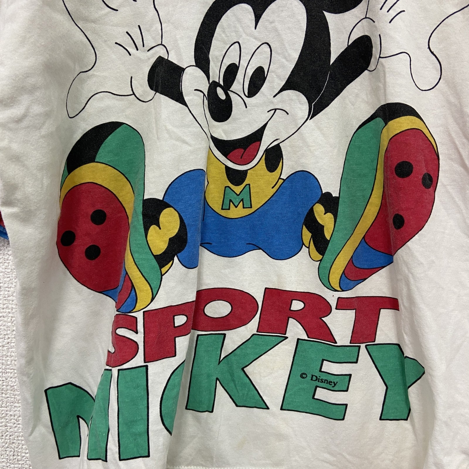 ～90s　young canda　Mickey　ミッキー　Disney　ディズニー　半袖リンガーTシャツ　白　ホワイト