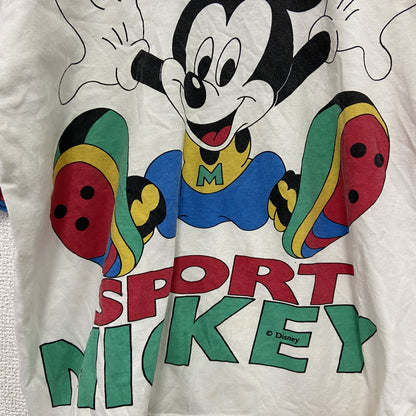 ～90s　young canda　Mickey　ミッキー　Disney　ディズニー　半袖リンガーTシャツ　白　ホワイト