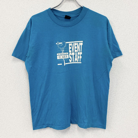80s～　PLATINUM PLUS　半袖プリントTシャツ　ヴィンテージ　シングルステッチ　ブルー　Lサイズ