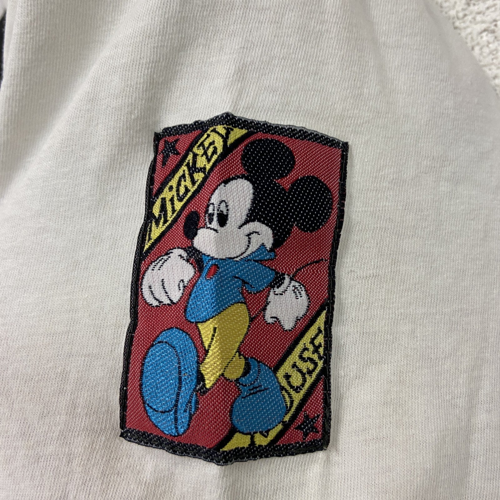 ～90s　young canda　Mickey　ミッキー　Disney　ディズニー　半袖リンガーTシャツ　白　ホワイト