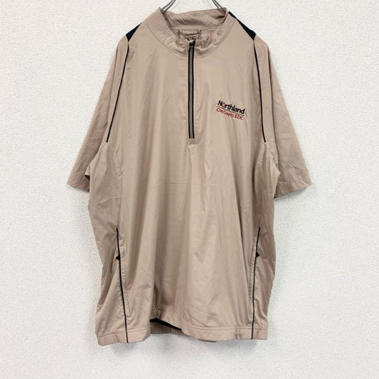 adidas　アディダス　ハーフジップ半袖プルオーバー　ベージュ　XLサイズ
