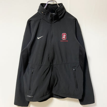 古着 used　NIKE THERMA-FIT ナイキ　長袖ジャンパー　フルジップアウター　ワンポイント刺繍　ラクロス　Mサイズ