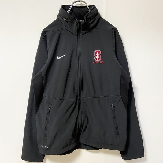 古着 used　NIKE THERMA-FIT ナイキ　長袖ジャンパー　フルジップアウター　ワンポイント刺繍　ラクロス　Mサイズ