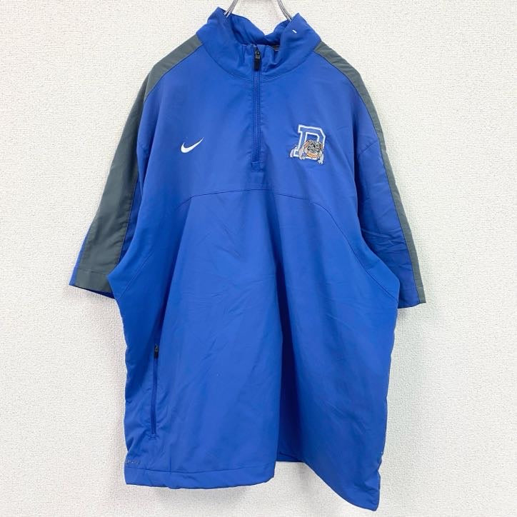 NIKE 　ナイキ　ハーフジップ半袖プルオーバー　青　ブルー　XLサイズ