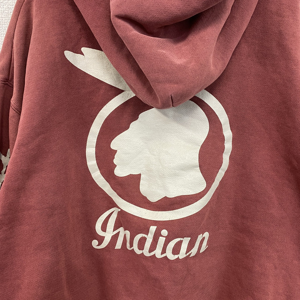 90s～　Indian Motorcycle　インディアンモーターサイクル　フルジップパーカー/フーディー　レッド　Lサイズ