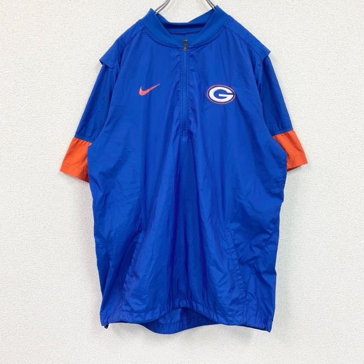 NIKE 　ナイキ　ハーフジップ半袖プルオーバー　青　ブルー　Lサイズ