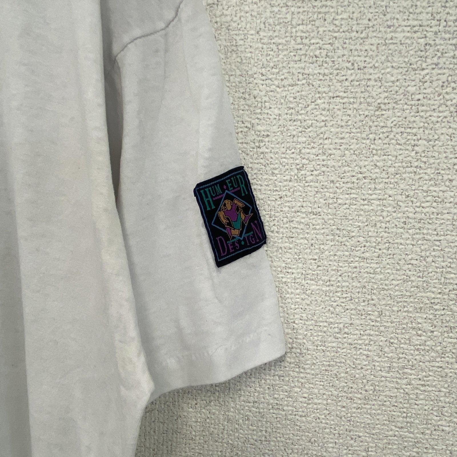 90s　HUMEUR DESIGN　半袖プリントアニマルTシャツ　シングルステッチ　ユーロヴィンテージ　白　ホワイト　Lサイズ