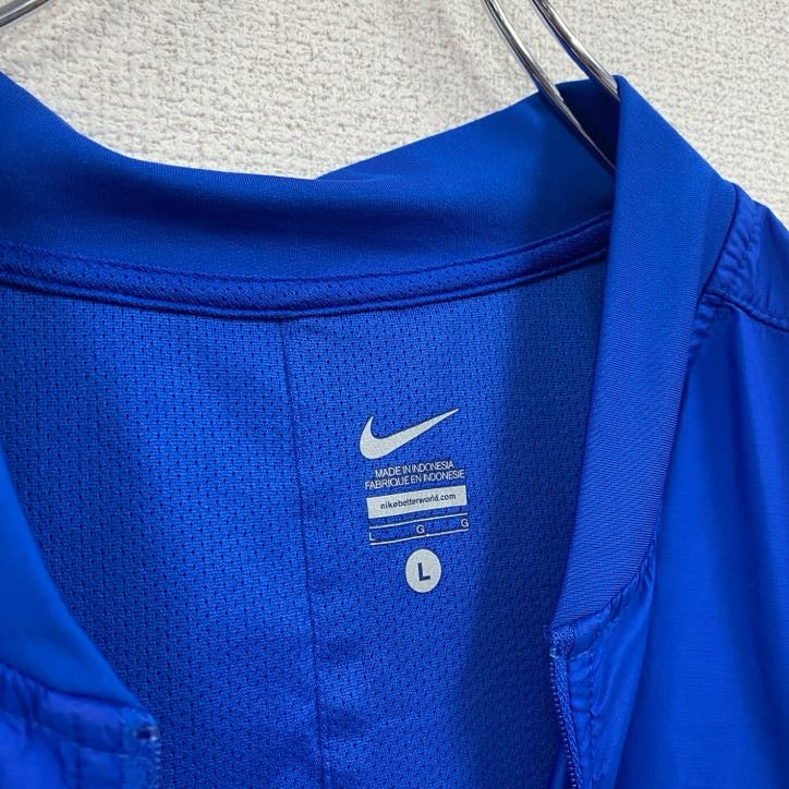 NIKE 　ナイキ　ハーフジップ半袖プルオーバー　青　ブルー　Lサイズ
