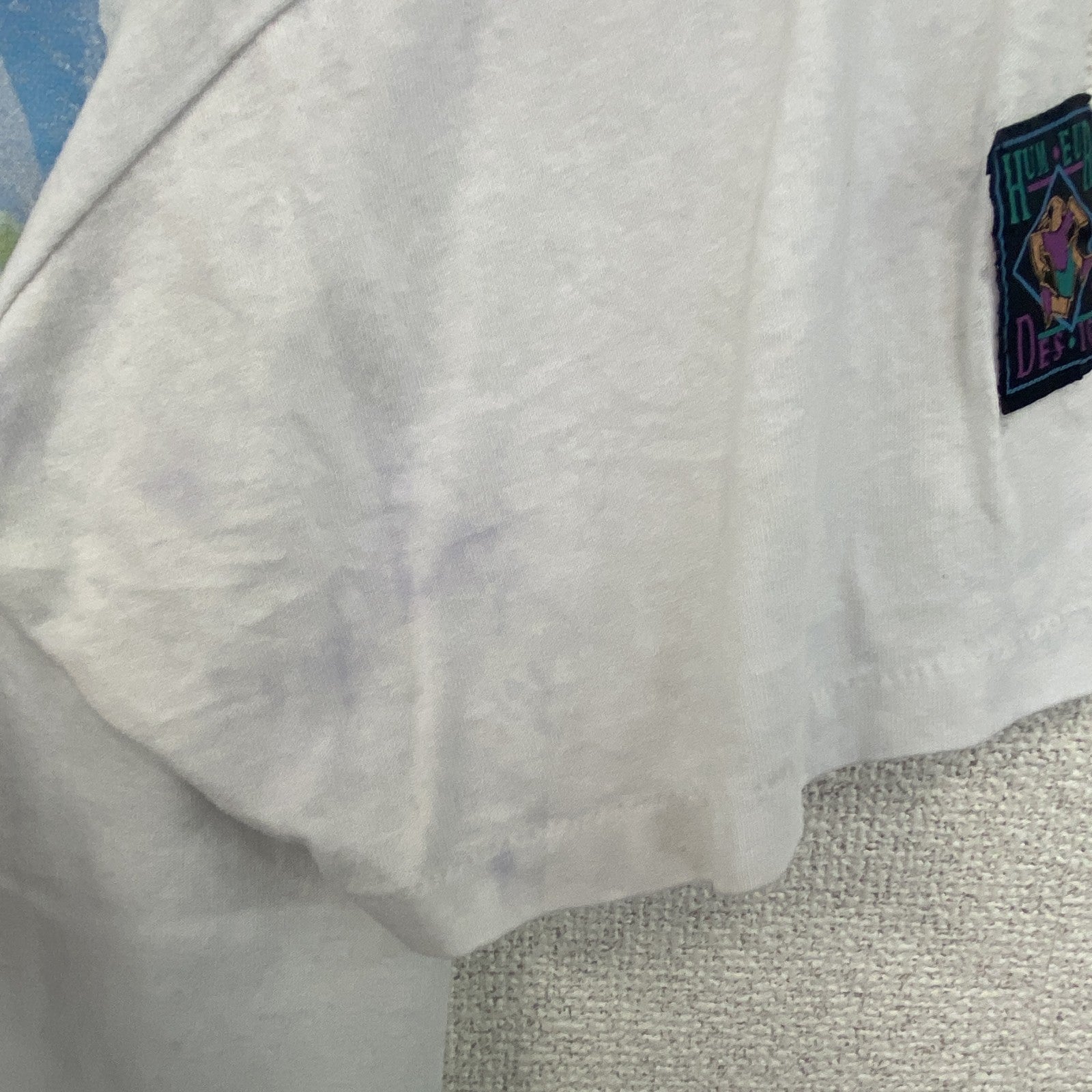 90s　HUMEUR DESIGN　半袖プリントアニマルTシャツ　シングルステッチ　ユーロヴィンテージ　白　ホワイト　Lサイズ