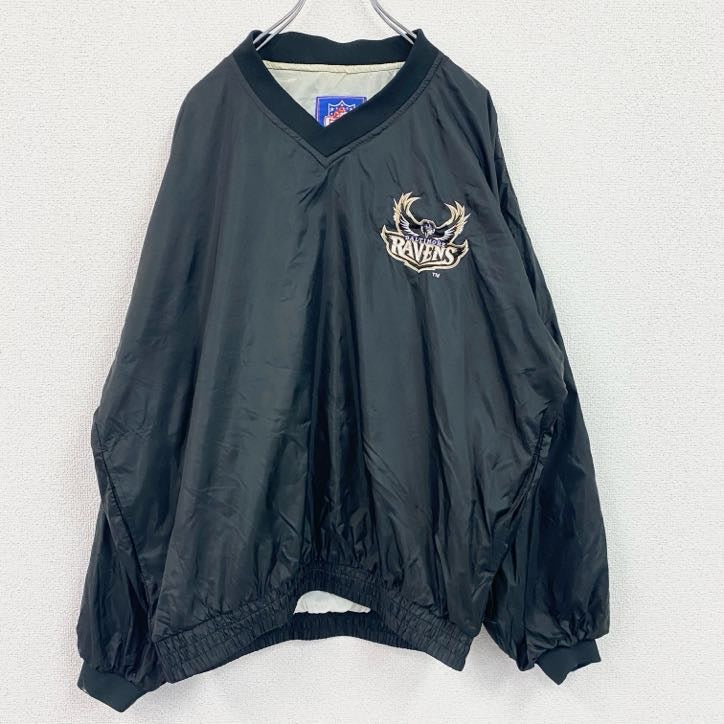 90s　NFL　プルオーバーナイロンジャケット　ヴィンテージ　黒　ブラック　Lサイズ