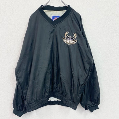 90s　NFL　プルオーバーナイロンジャケット　ヴィンテージ　黒　ブラック　Lサイズ