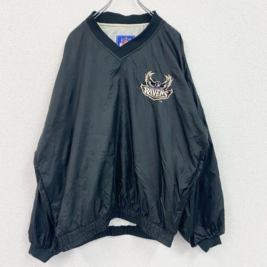 90s　NFL　プルオーバーナイロンジャケット　ヴィンテージ　黒　ブラック　Lサイズ